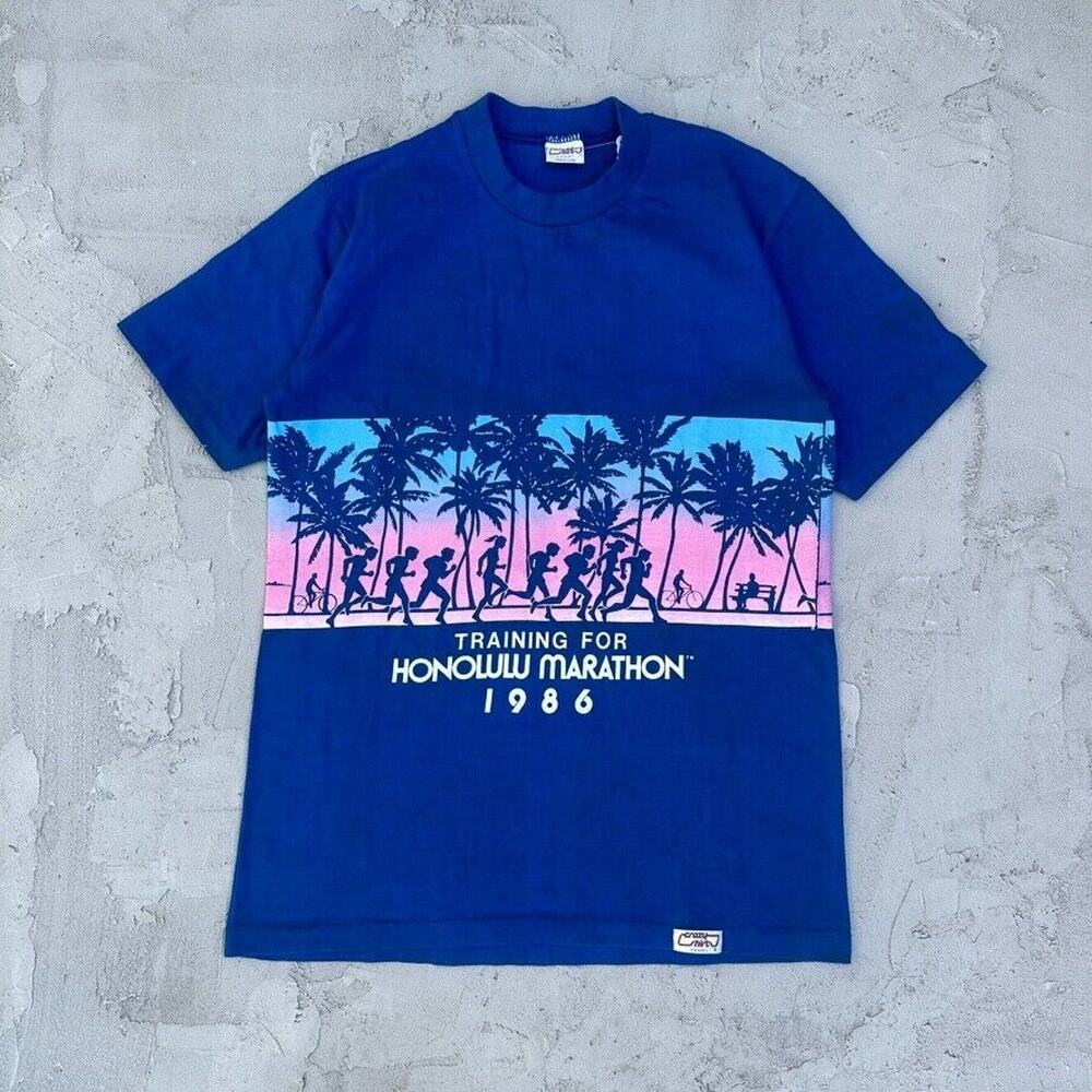 Vintage Single Stitch Crazy Shirts Honolulu Marathon Hawaii 1986 T Shirt